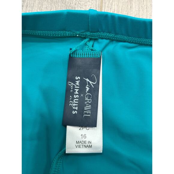 Kim Gravel x Swimsuit For All Womens Blue Rainbow Stripe Tankini Shorts Size 16 - Picture 5 of 9